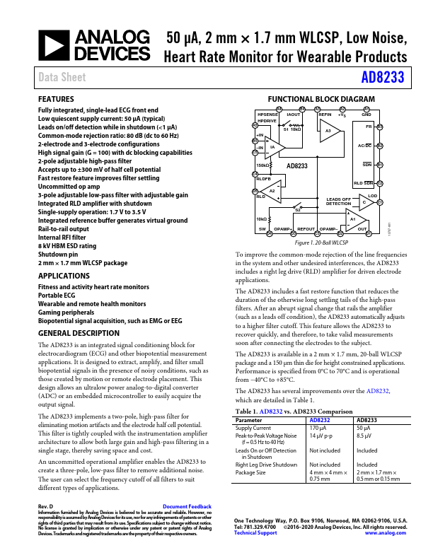 AD8233 Analog Devices