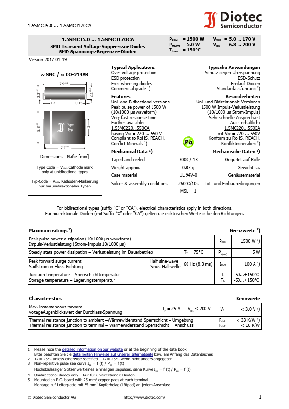 1.5SMCJ15 Diotec