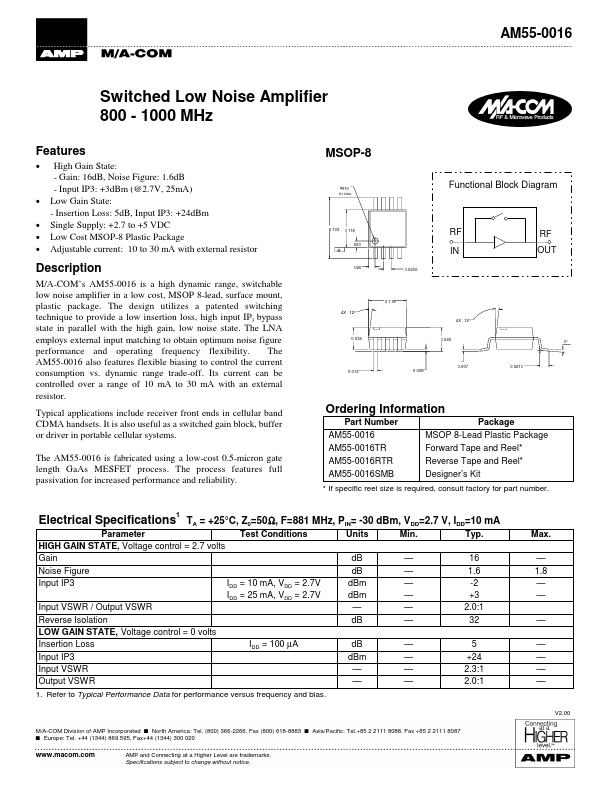 AM55-0016TR Tyco Electronics