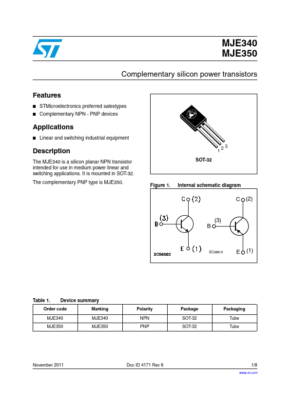 MJE350 ST Microelectronics