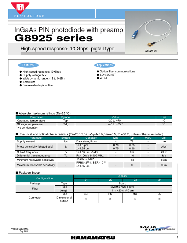 G8925-21 Hamamatsu Corporation