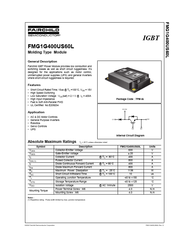 <?=FMG1G400US60L?> डेटा पत्रक पीडीएफ