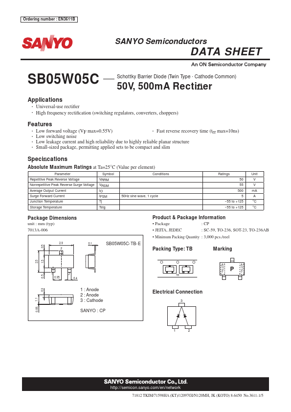 SB05W05C Sanyo Semicon Device