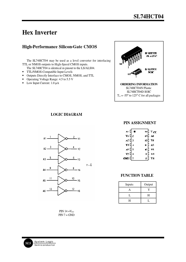 SL74HCT04 System Logic Semiconductor