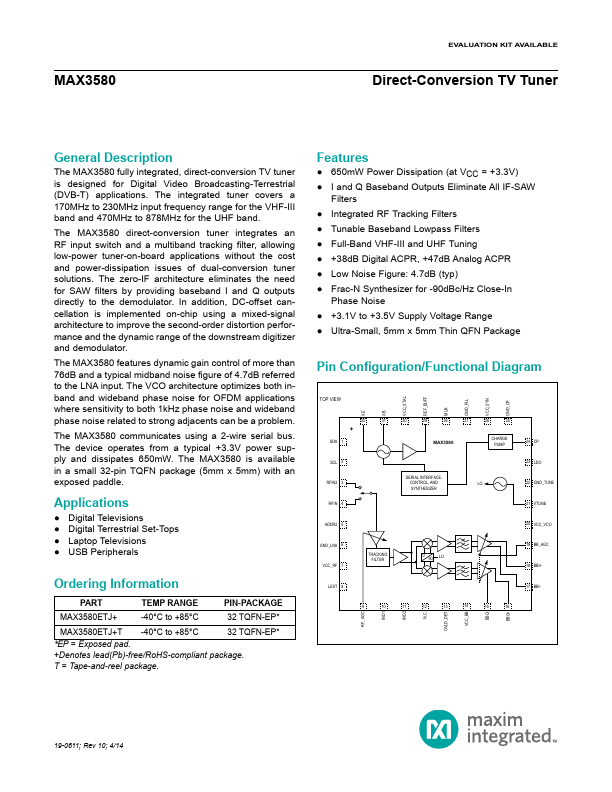 MAX3580 Maxim Integrated Products