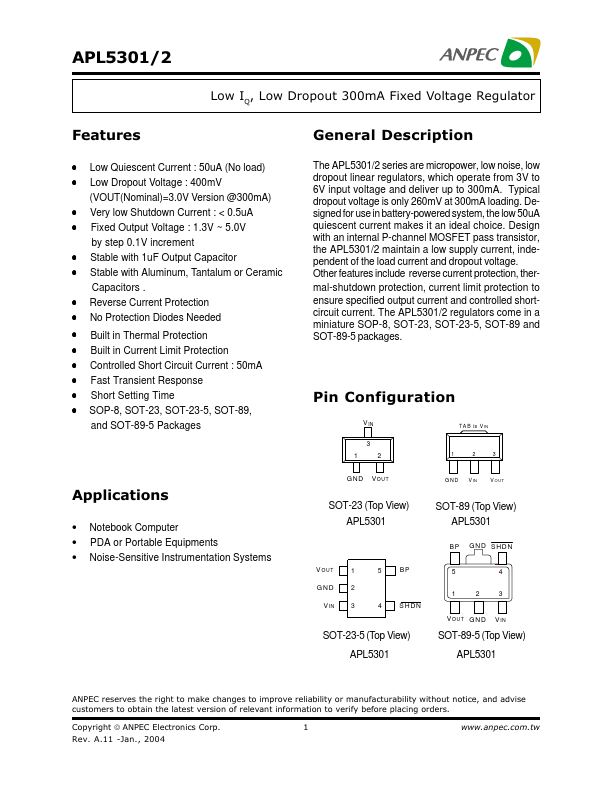 APL5301 Anpec Electronics