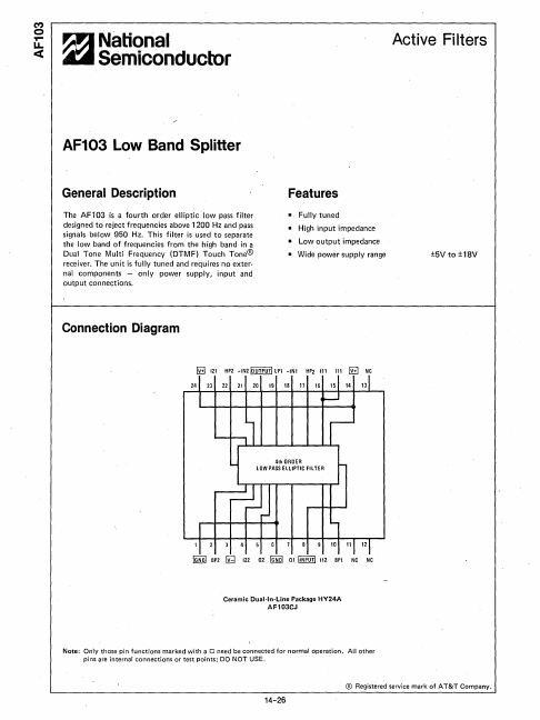 AF103 National Semiconductor