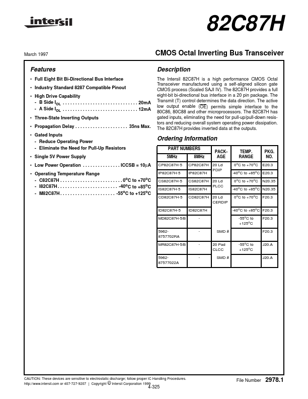 IS82C87H Intersil Corporation