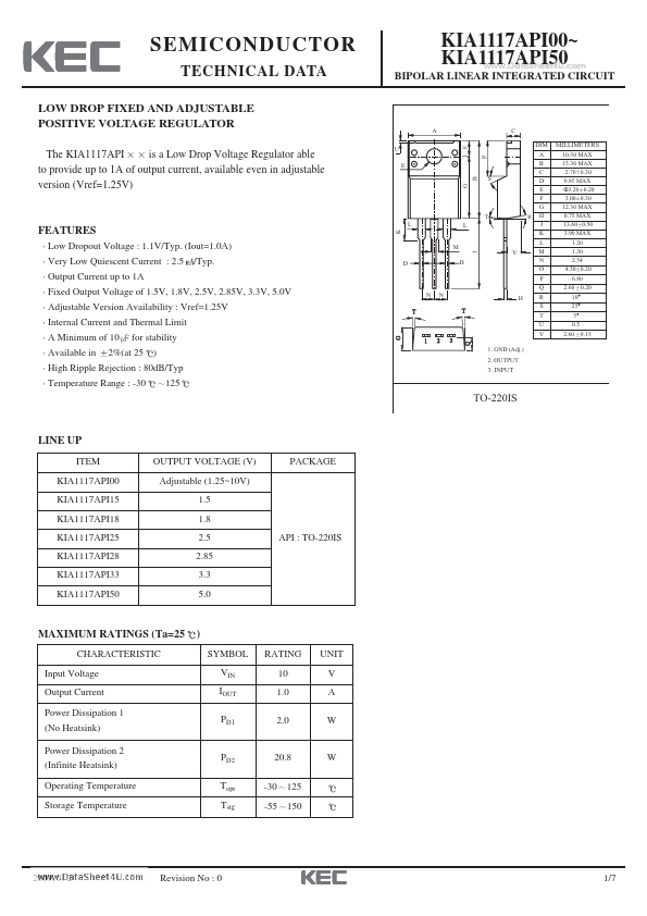 KIA1117API50 KEC