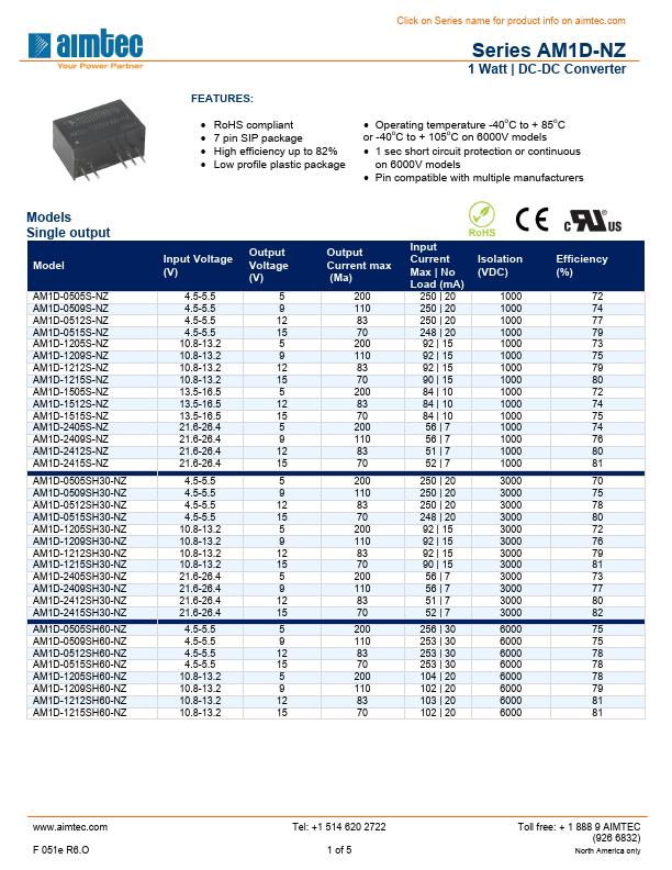 <?=AM1D-0505DH60-NZ?> डेटा पत्रक पीडीएफ