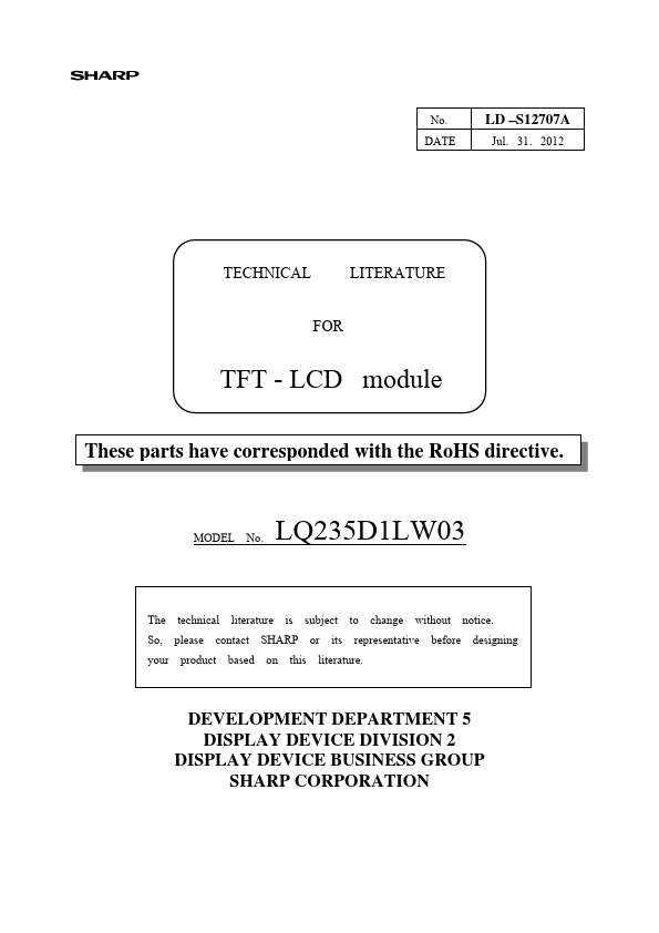 <?=LQ235D1LW03?> डेटा पत्रक पीडीएफ