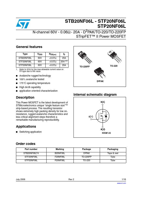 STP20NF06L STMicroelectronics