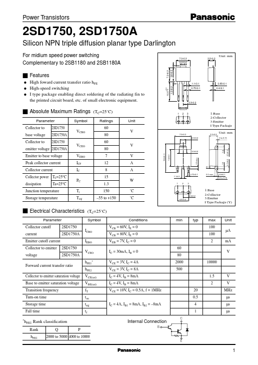 2SD1750A Panasonic Semiconductor