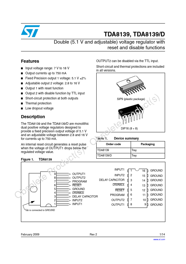 TDA8139D STMicroelectronics