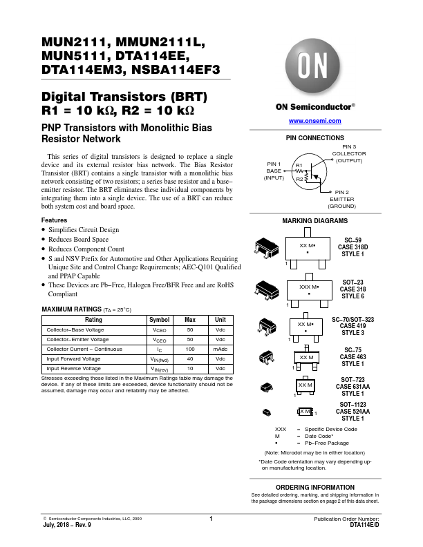 MUN5111 ON Semiconductor