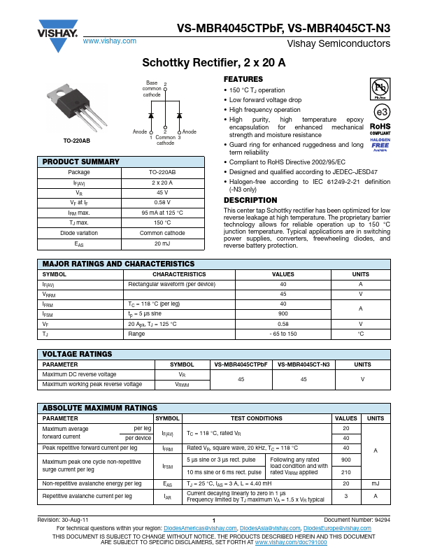 VS-MBR4045CTPbF