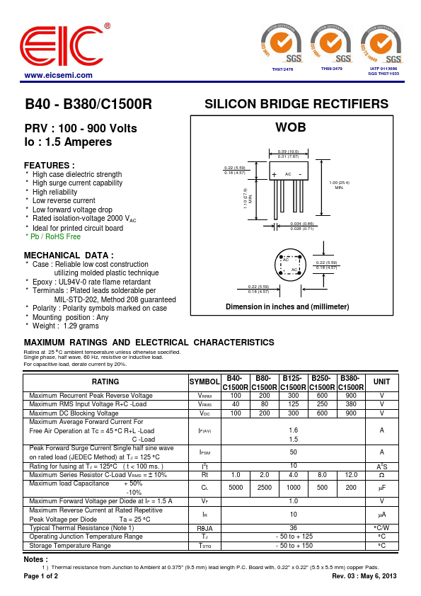 B250-C1500R EIC discrete Semiconductors