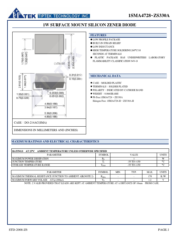 1SMA4760 TIPTEK