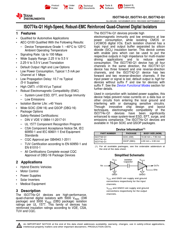 ISO7742-Q1 Texas Instruments