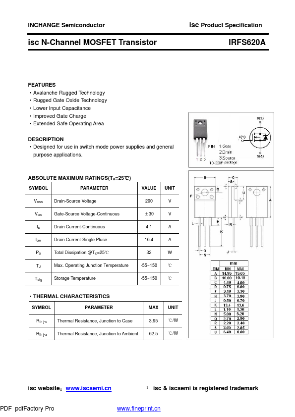 IRFS620A Inchange Semiconductor