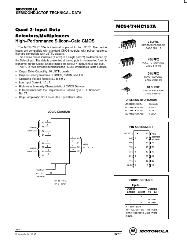MC54HC157A Motorola
