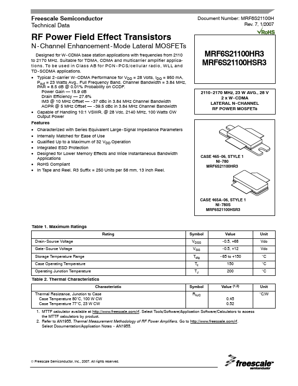 MRF6S21100HSR3