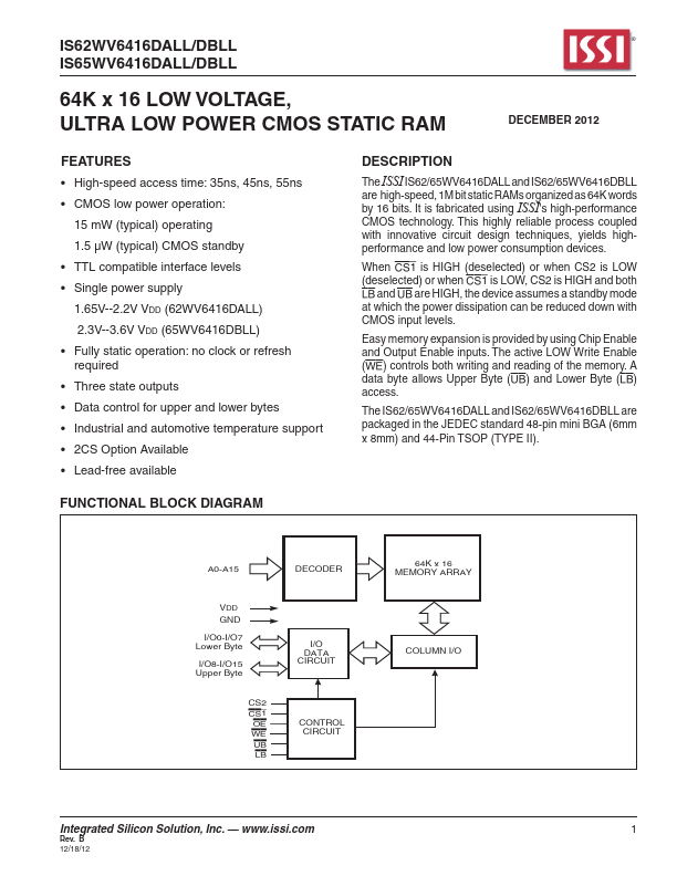 IS62WV6416DALL