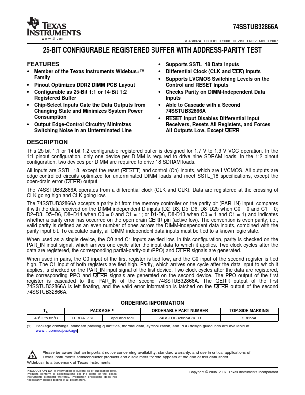 74SSTUB32866A Texas Instruments