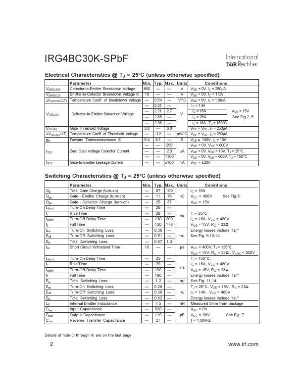 IRG4BC30K-SPBF