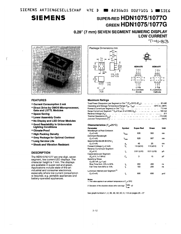 HDN1075O Siemens Semiconductor Group