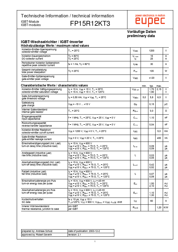 <?=FP15R12KT3?> डेटा पत्रक पीडीएफ