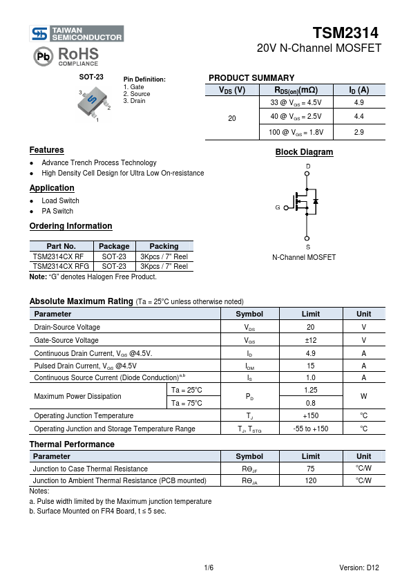 TSM2314 Taiwan Semiconductor
