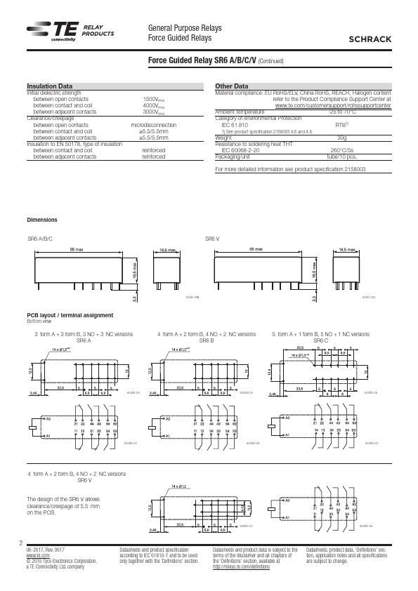 SR6B4012 Datasheet - General Purpose Relays