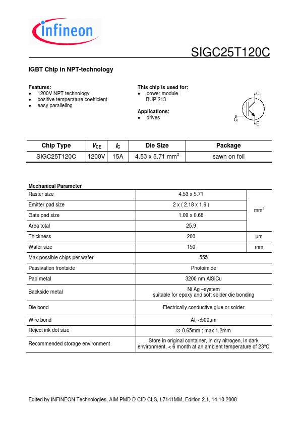 SIGC25T120C Infineon Technologies