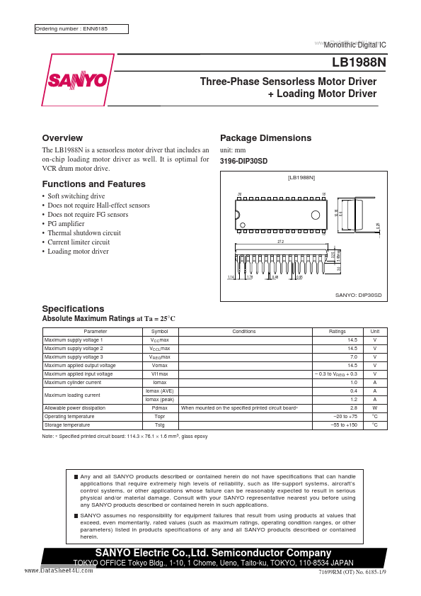 LB1988N Sanyo Semicon Device