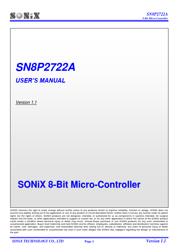 SN8P2722A Sonix