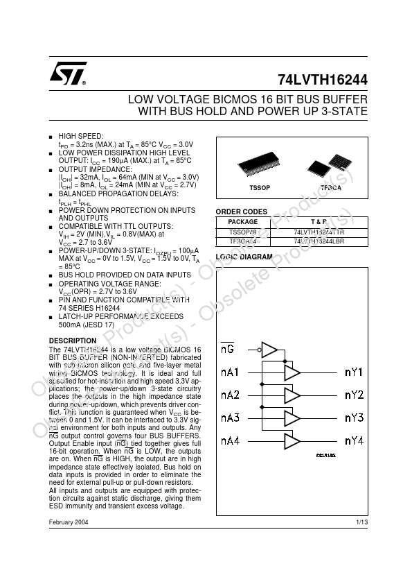 <?=74LVTH16244?> डेटा पत्रक पीडीएफ