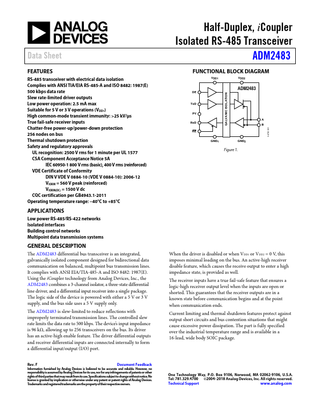 <?=ADM2483?> डेटा पत्रक पीडीएफ