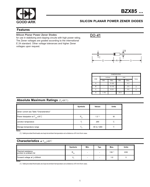 BZX85C43 GOOD-ARK Electronics