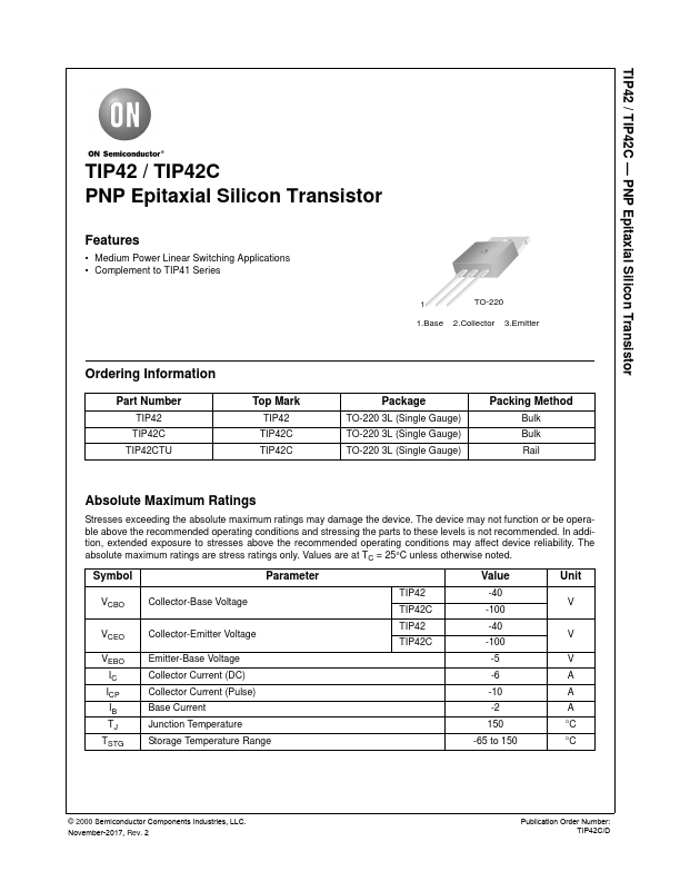 <?=TIP42C?> डेटा पत्रक पीडीएफ