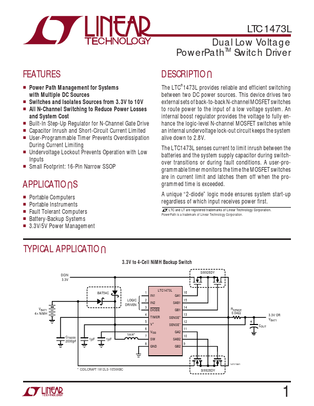 <?=LTC1473L?> डेटा पत्रक पीडीएफ