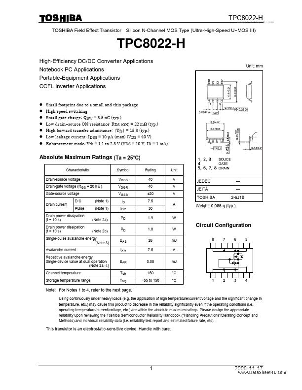 TPC8022-H Toshiba Semiconductor