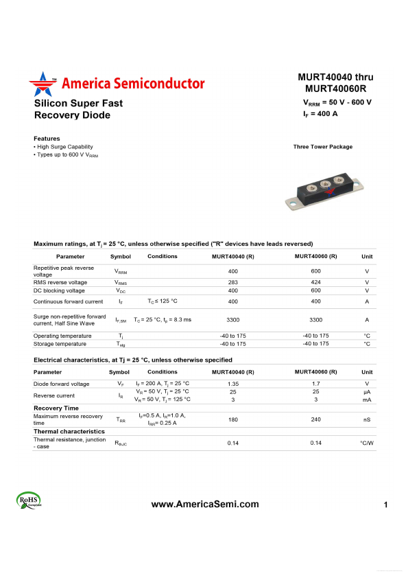 MURT40060 America Semiconductor