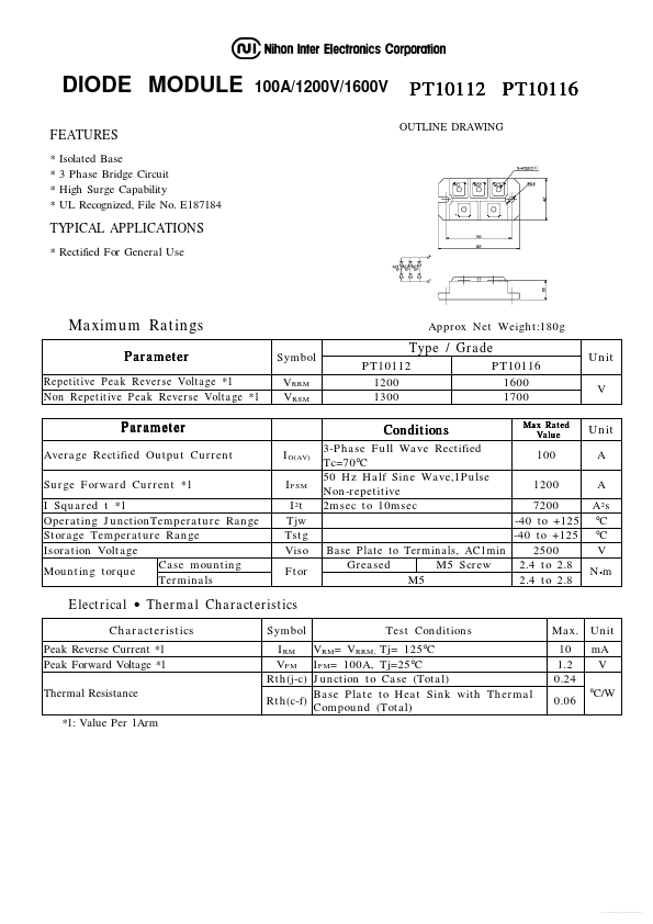 PT10116 Nihon Inter Electronics