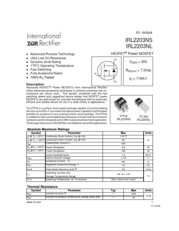 IRL2203NS International Rectifier