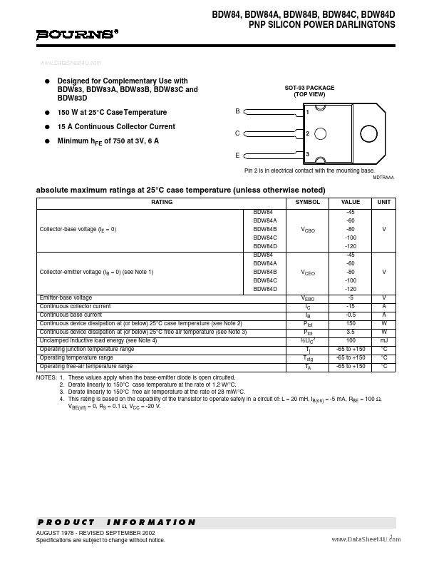 BDW84B Bourns Electronic Solutions