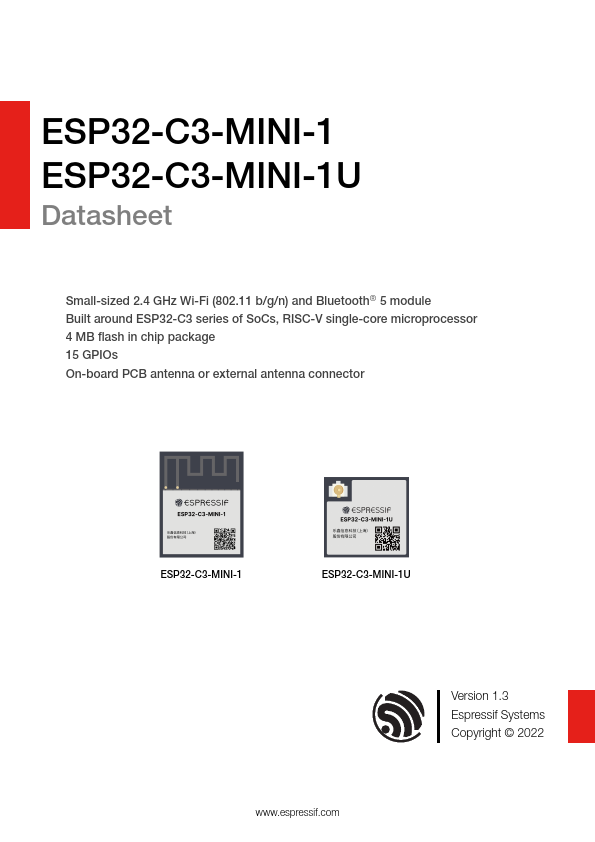 <?=ESP32-C3-MINI-1U?> डेटा पत्रक पीडीएफ