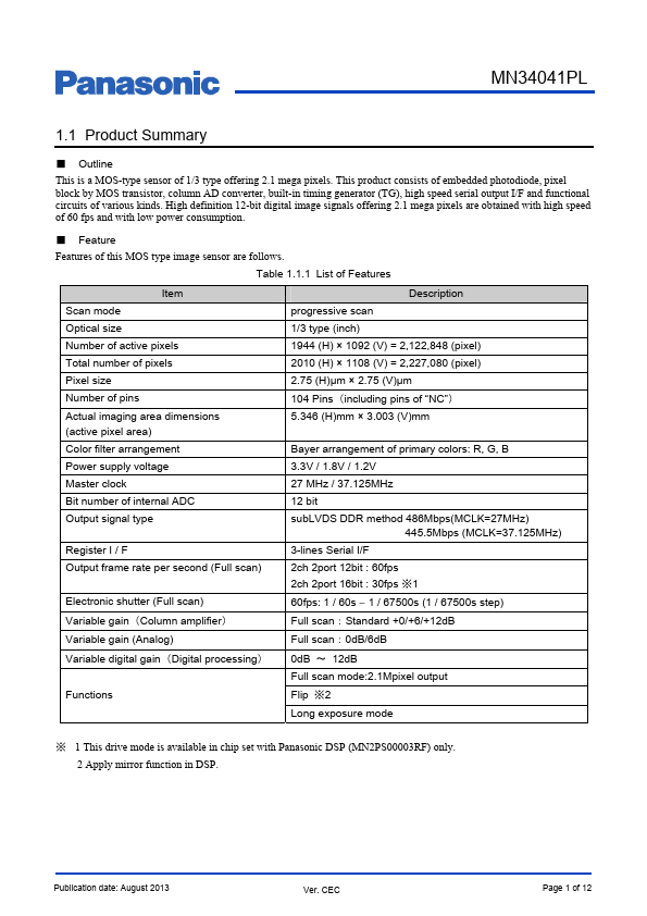 MN34041PL Panasonic