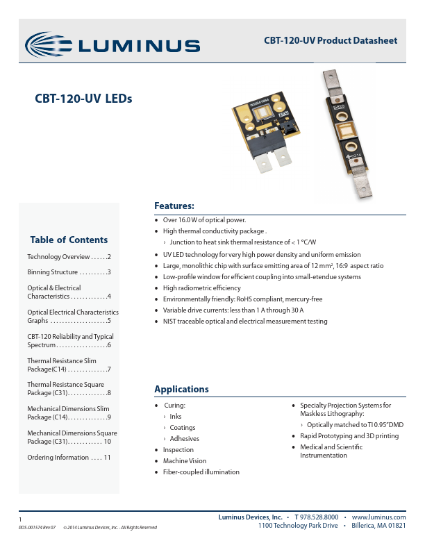 CBT-120-UV Luminus