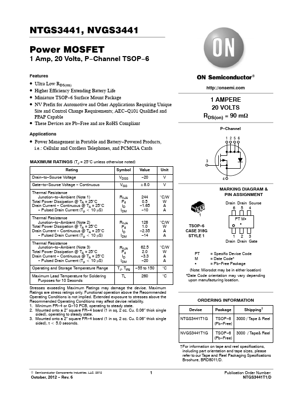 NTGS3441T1G ON Semiconductor